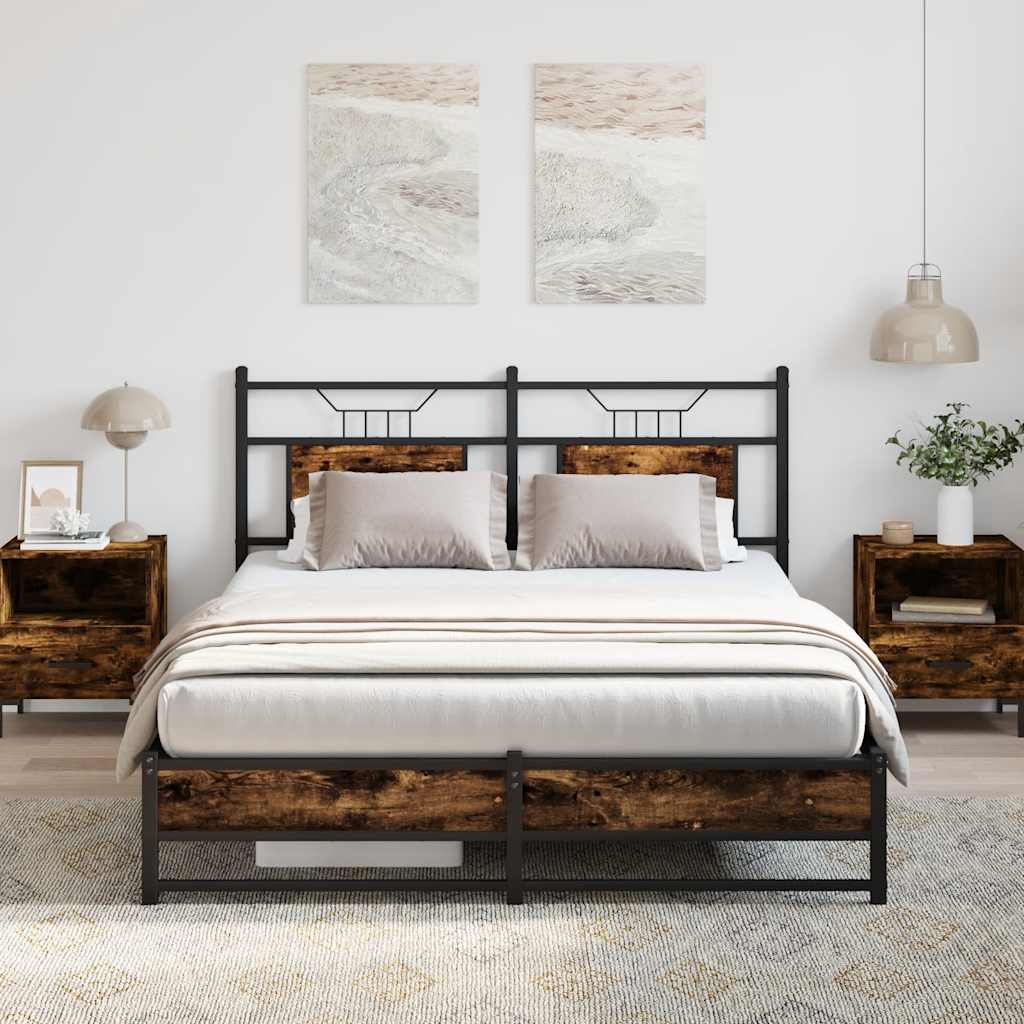 Bed Frame without Mattress Smoked Oak 140x200 cm Engineered Wood