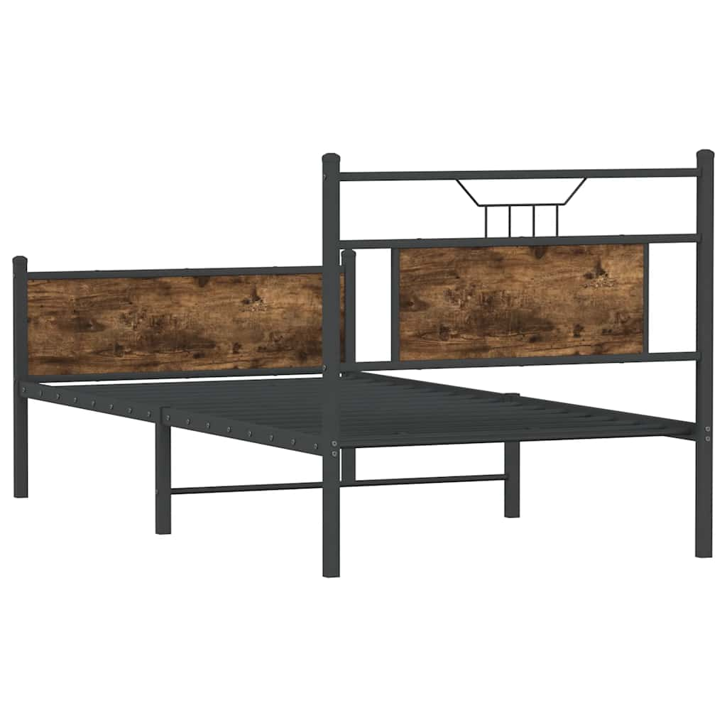 vidaXL Bed Frame without Mattress Smoked Oak 75x190 cm Small Single Engineered Wood