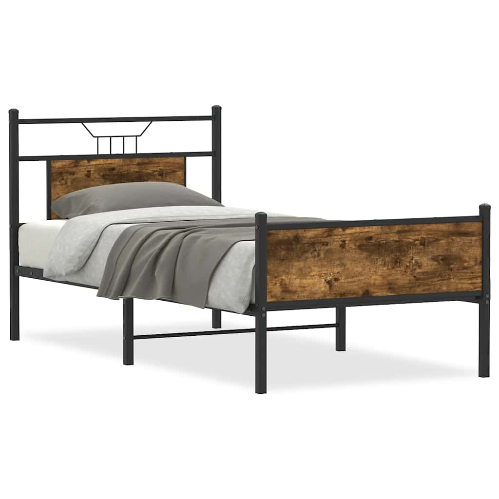 vidaXL Bed Frame without Mattress Smoked Oak 80x200 cm Engineered Wood