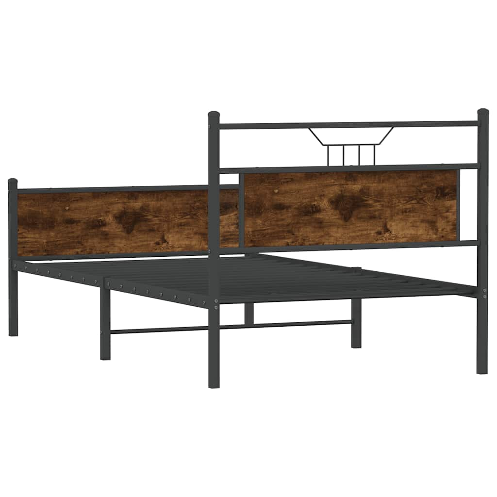 vidaXL Bed Frame without Mattress Smoked Oak 100x190 cm Engineered Wood