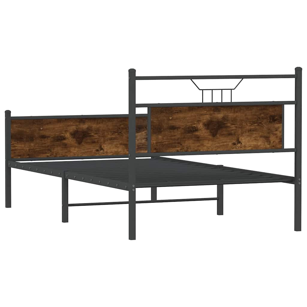 vidaXL Bed Frame without Mattress Smoked Oak 100x200 cm Engineered Wood