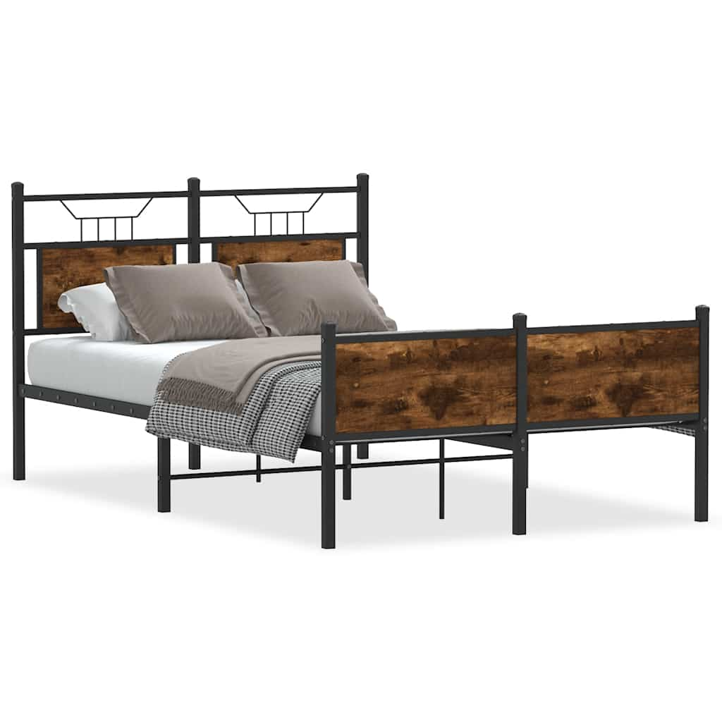 vidaXL Bed Frame without Mattress Smoked Oak 120x190 cm Small Double Engineered Wood