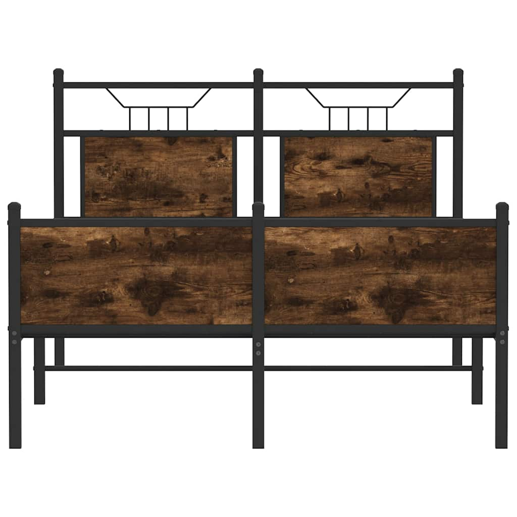 vidaXL Bed Frame without Mattress Smoked Oak 120x190 cm Small Double Engineered Wood