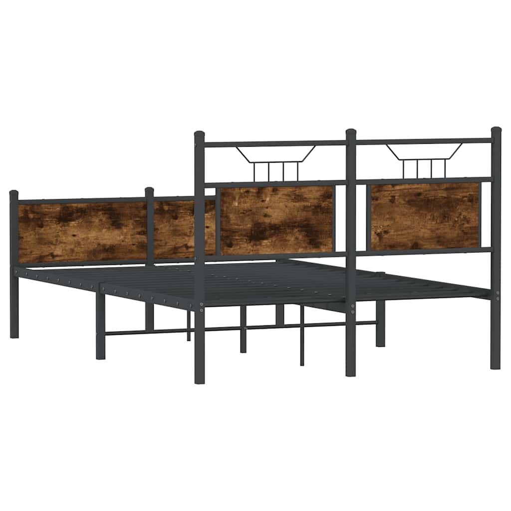 vidaXL Bed Frame without Mattress Smoked Oak 120x190 cm Small Double Engineered Wood