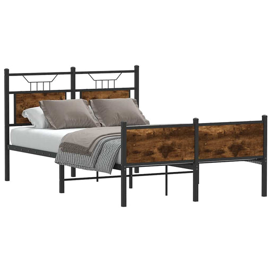 vidaXL Bed Frame without Mattress Smoked Oak 120x190 cm Small Double Engineered Wood