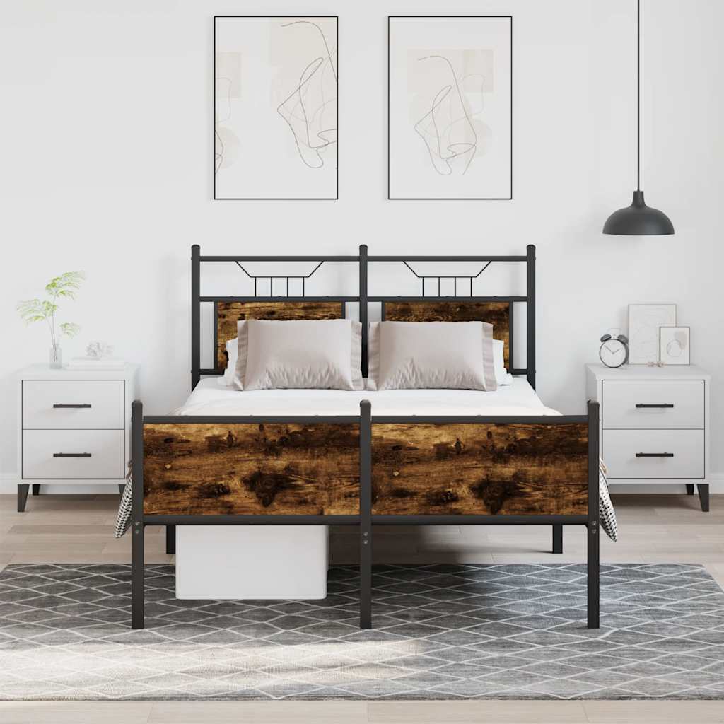 vidaXL Bed Frame without Mattress Smoked Oak 120x200 cm Engineered Wood