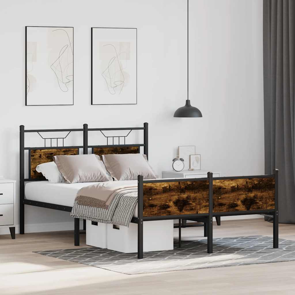 vidaXL Bed Frame without Mattress Smoked Oak 120x200 cm Engineered Wood