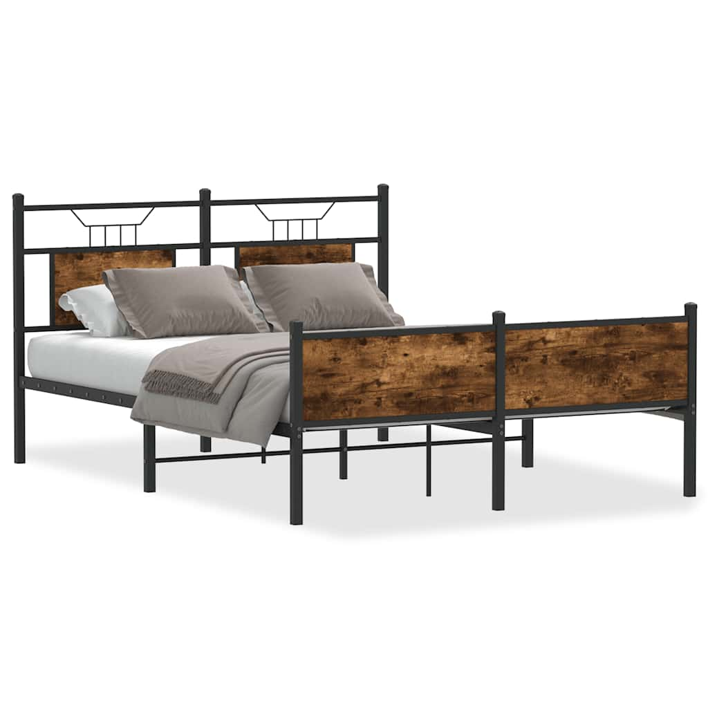 vidaXL Bed Frame without Mattress Smoked Oak 137x190 cm Engineered Wood