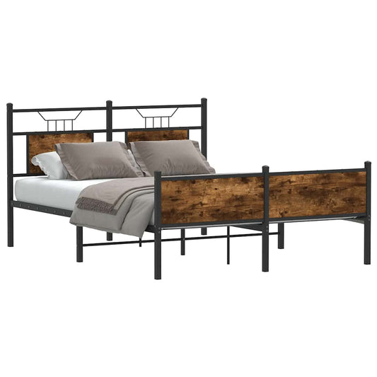 vidaXL Bed Frame without Mattress Smoked Oak 137x190 cm Engineered Wood