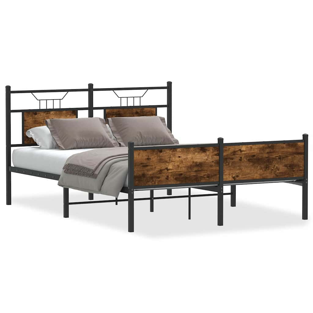 vidaXL Bed Frame without Mattress Smoked Oak 140x190 cm Engineered Wood