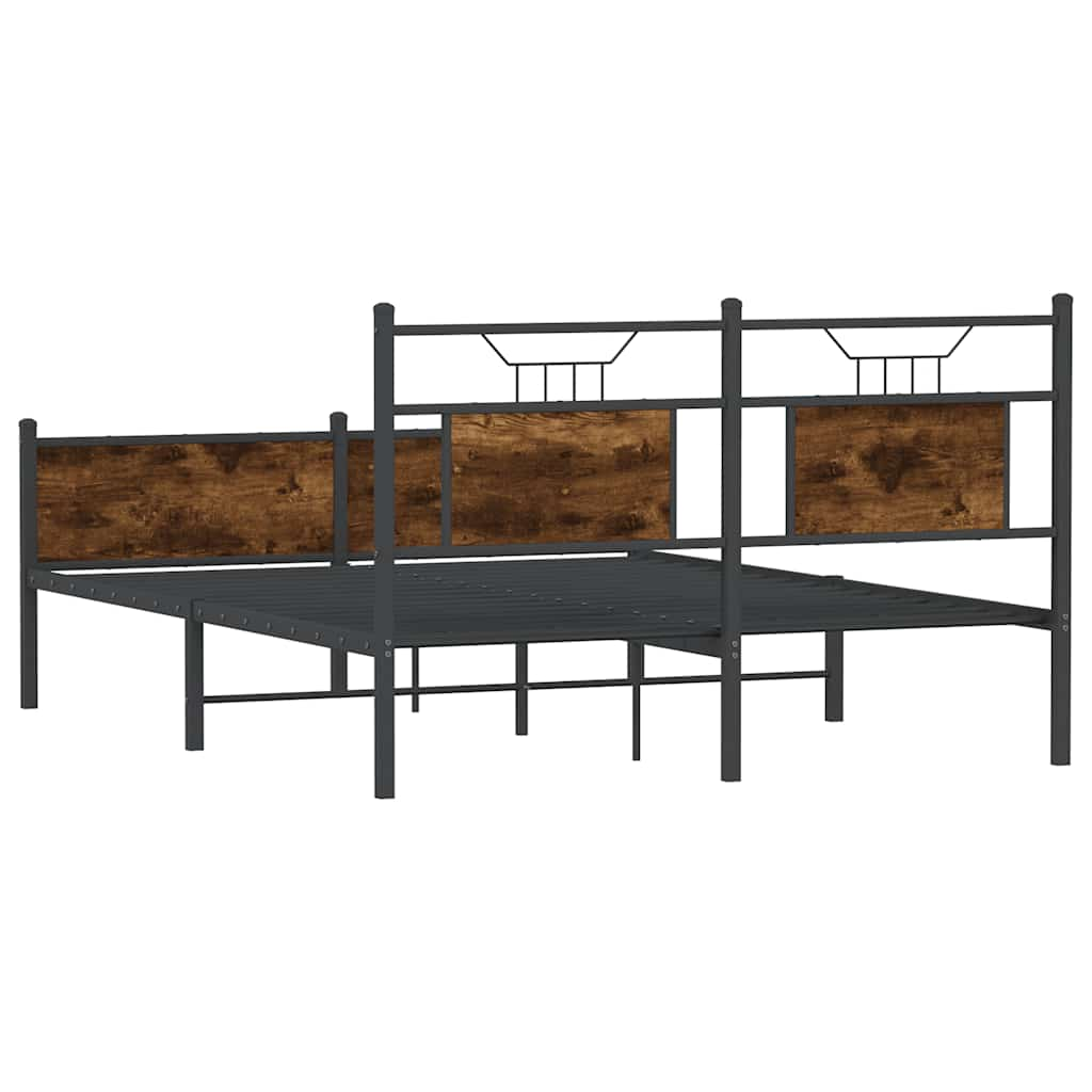 vidaXL Bed Frame without Mattress Smoked Oak 140x200 cm Engineered Wood