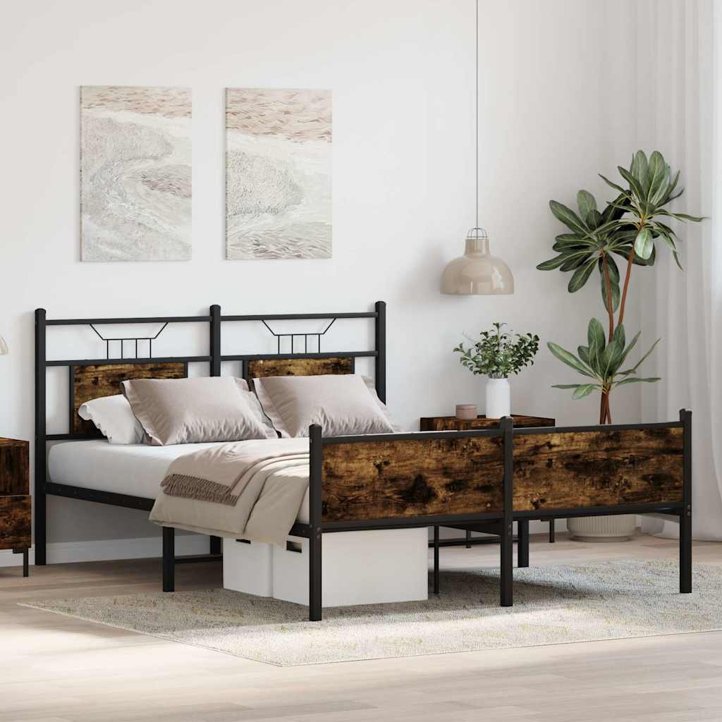 vidaXL Bed Frame without Mattress Smoked Oak 150x200 cm King Size Engineered Wood