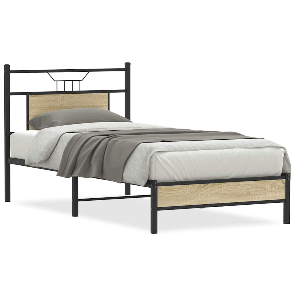 vidaXL Bed Frame without Mattress Sonoma Oak 75x190 cm Small Single Engineered Wood