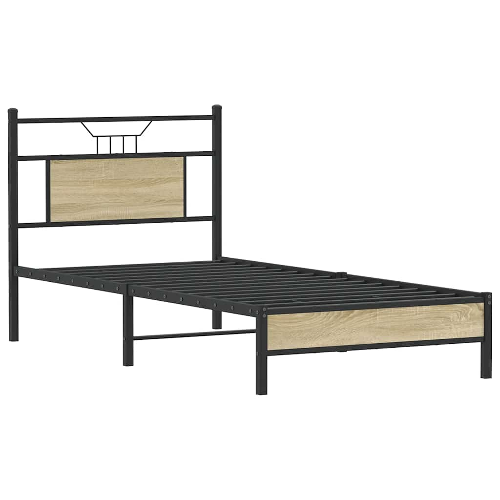 vidaXL Bed Frame without Mattress Sonoma Oak 75x190 cm Small Single Engineered Wood