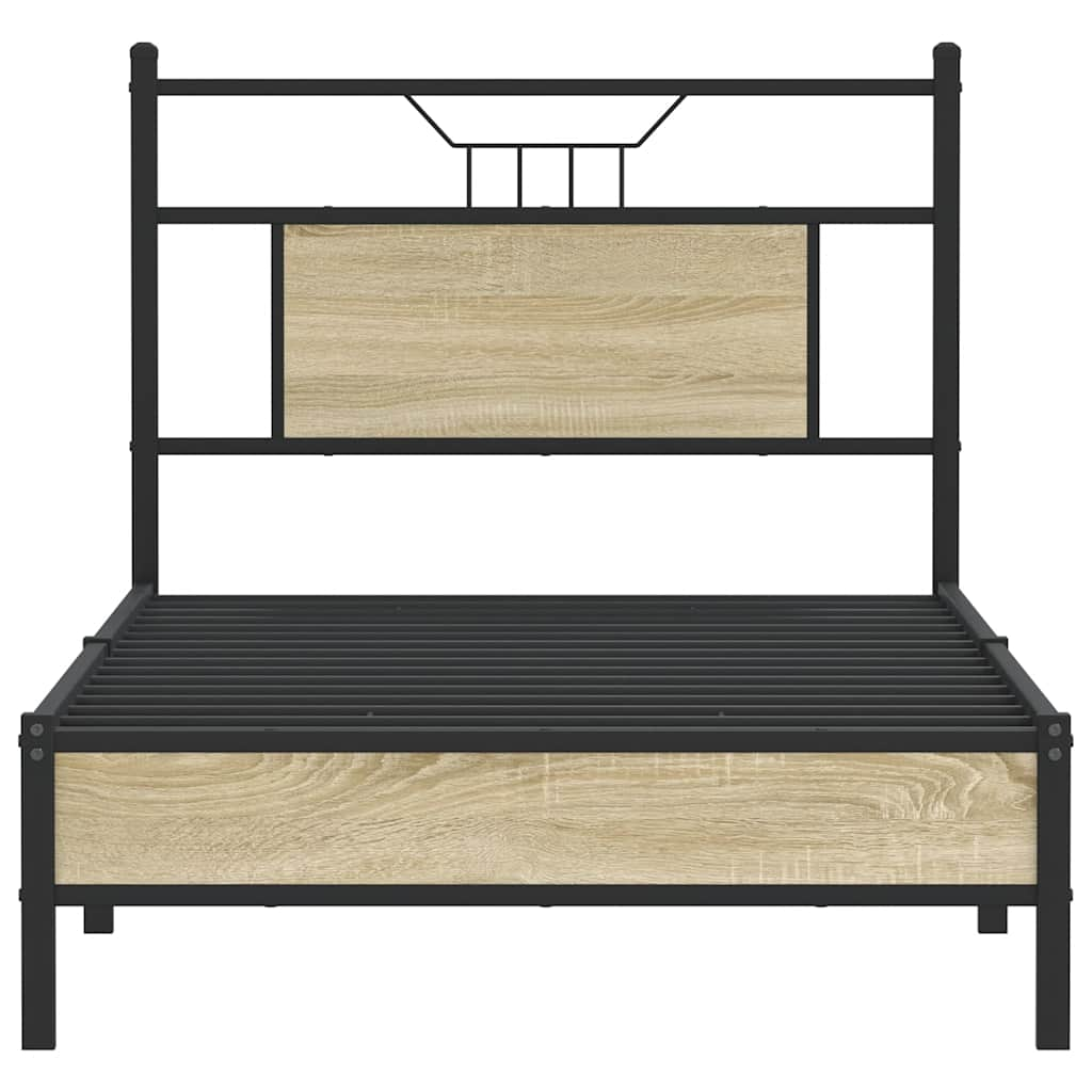 vidaXL Bed Frame without Mattress Sonoma Oak 75x190 cm Small Single Engineered Wood