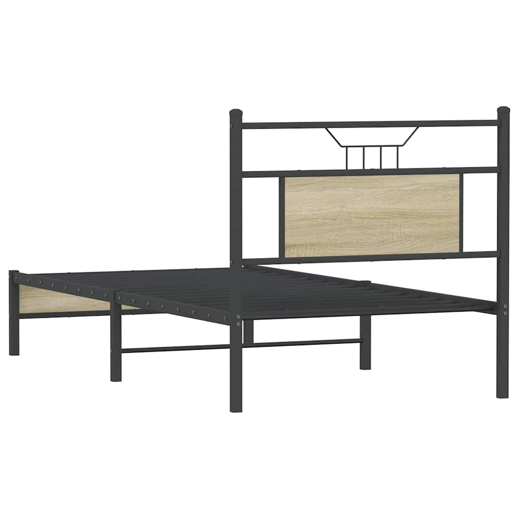 vidaXL Bed Frame without Mattress Sonoma Oak 75x190 cm Small Single Engineered Wood