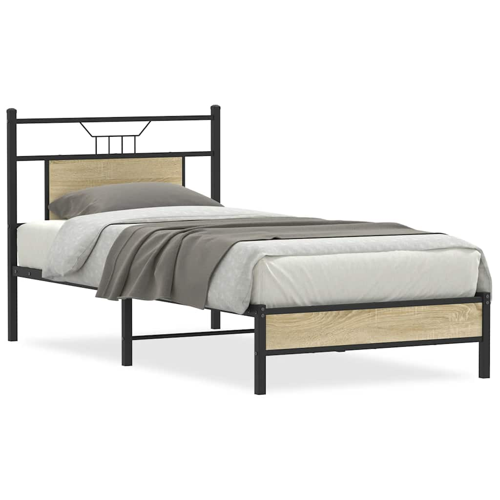 vidaXL Bed Frame without Mattress Sonoma Oak 90x190 cm Single Engineered Wood