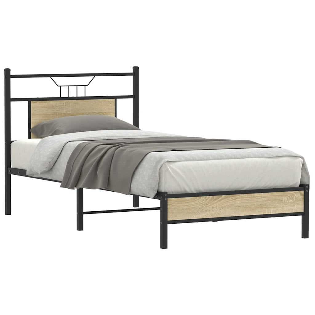 vidaXL Bed Frame without Mattress Sonoma Oak 90x190 cm Single Engineered Wood