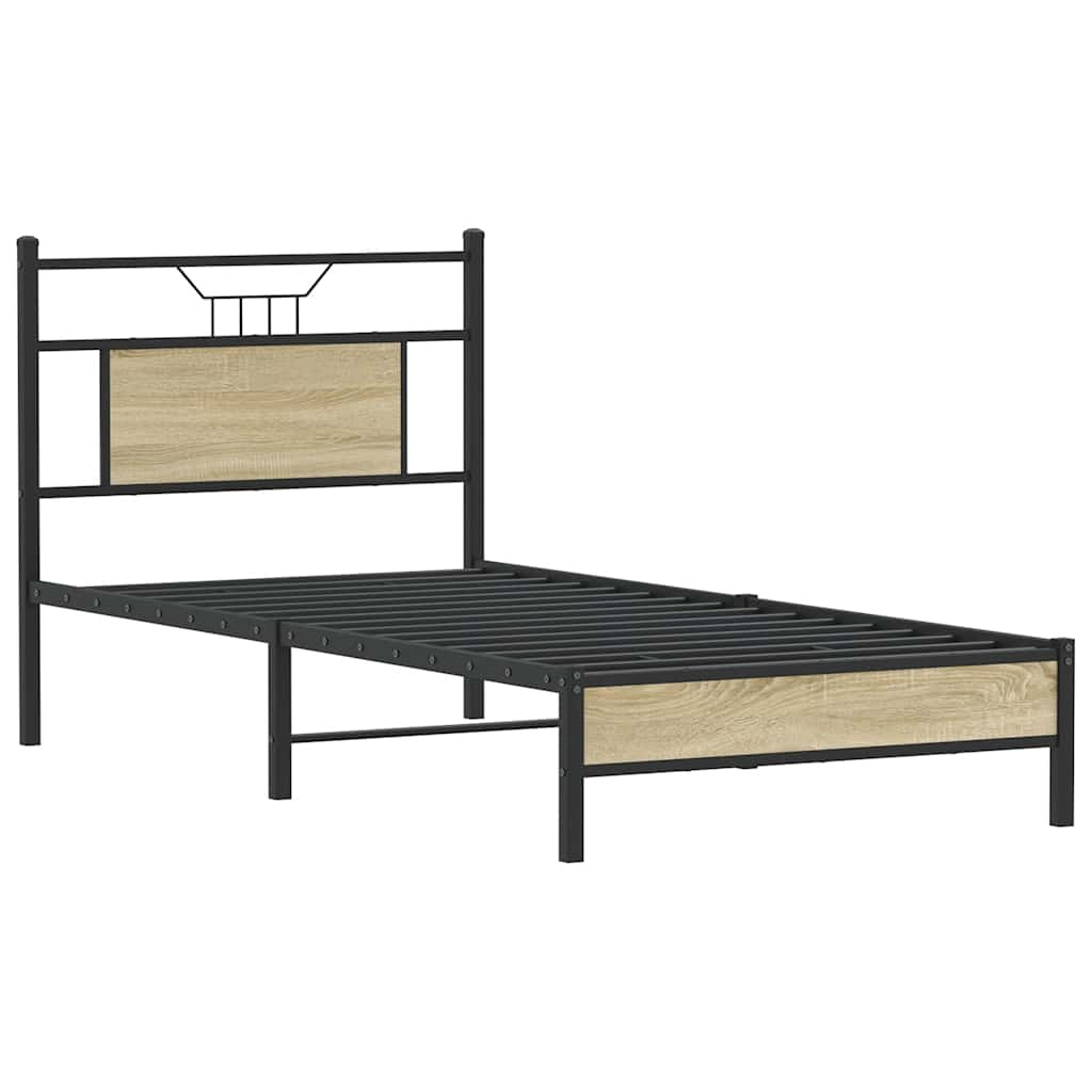 vidaXL Bed Frame without Mattress Sonoma Oak 90x190 cm Single Engineered Wood