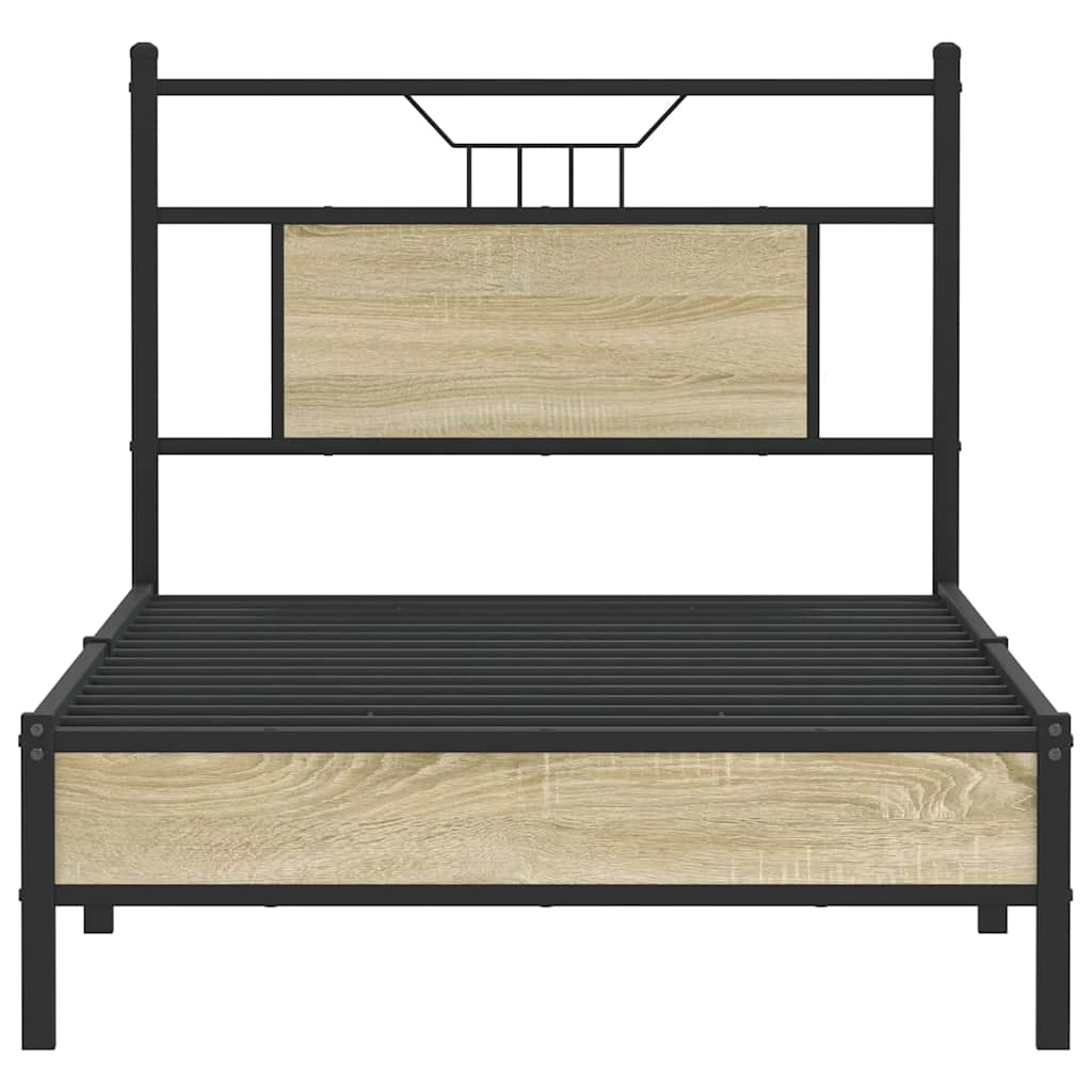 vidaXL Bed Frame without Mattress Sonoma Oak 90x190 cm Single Engineered Wood