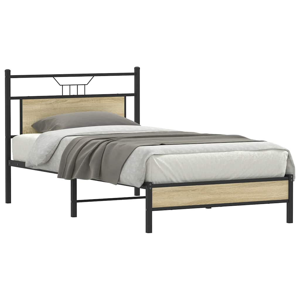 vidaXL Bed Frame without Mattress Sonoma Oak 100x190 cm Engineered Wood