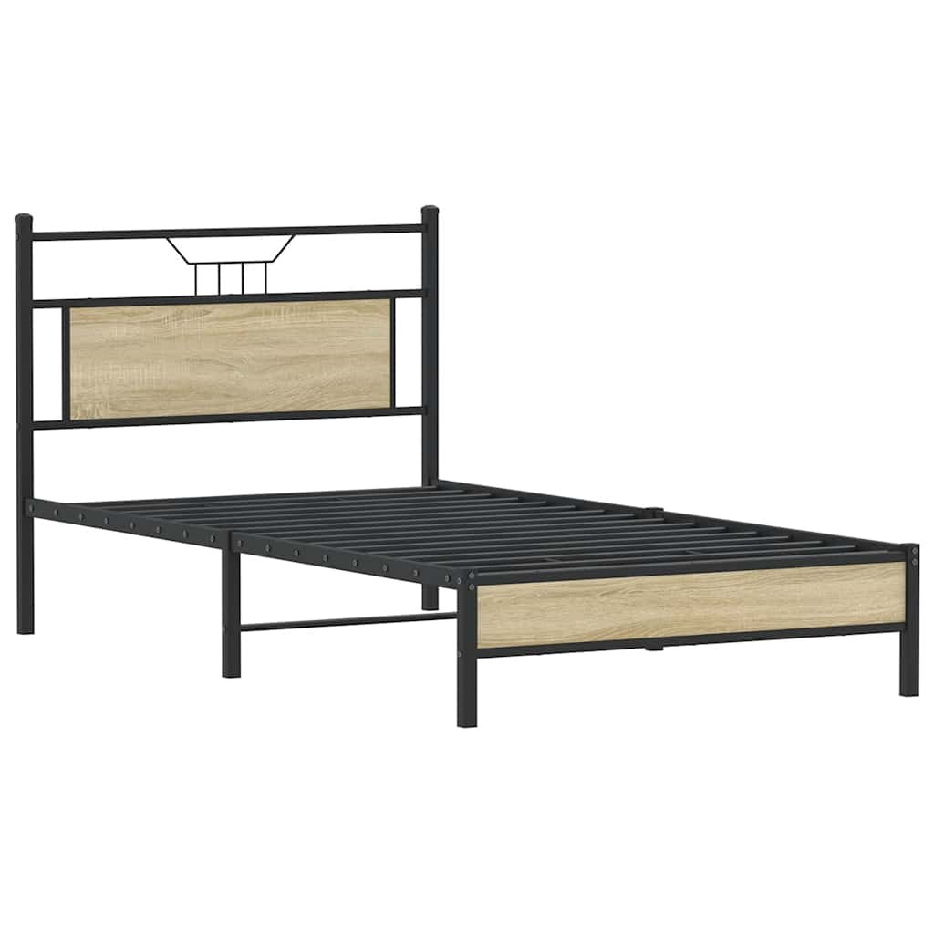 vidaXL Bed Frame without Mattress Sonoma Oak 100x190 cm Engineered Wood