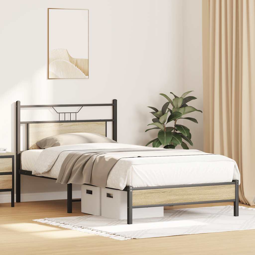 vidaXL Bed Frame without Mattress Sonoma Oak 100x200 cm Engineered Wood