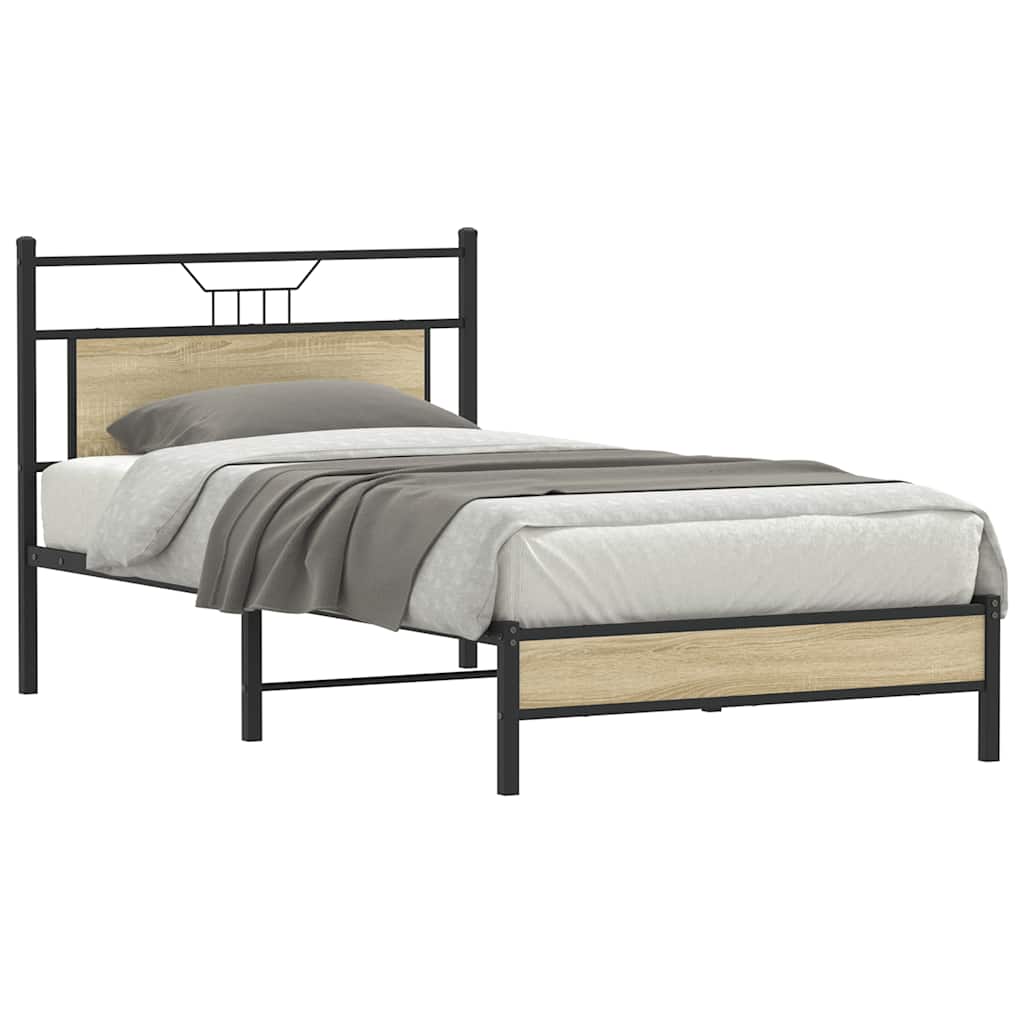 vidaXL Bed Frame without Mattress Sonoma Oak 107x203 cm Engineered Wood