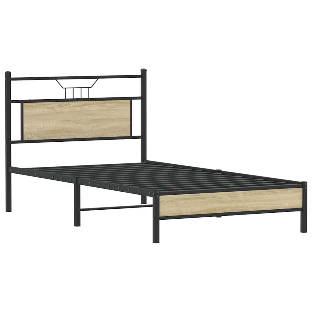 vidaXL Bed Frame without Mattress Sonoma Oak 107x203 cm Engineered Wood