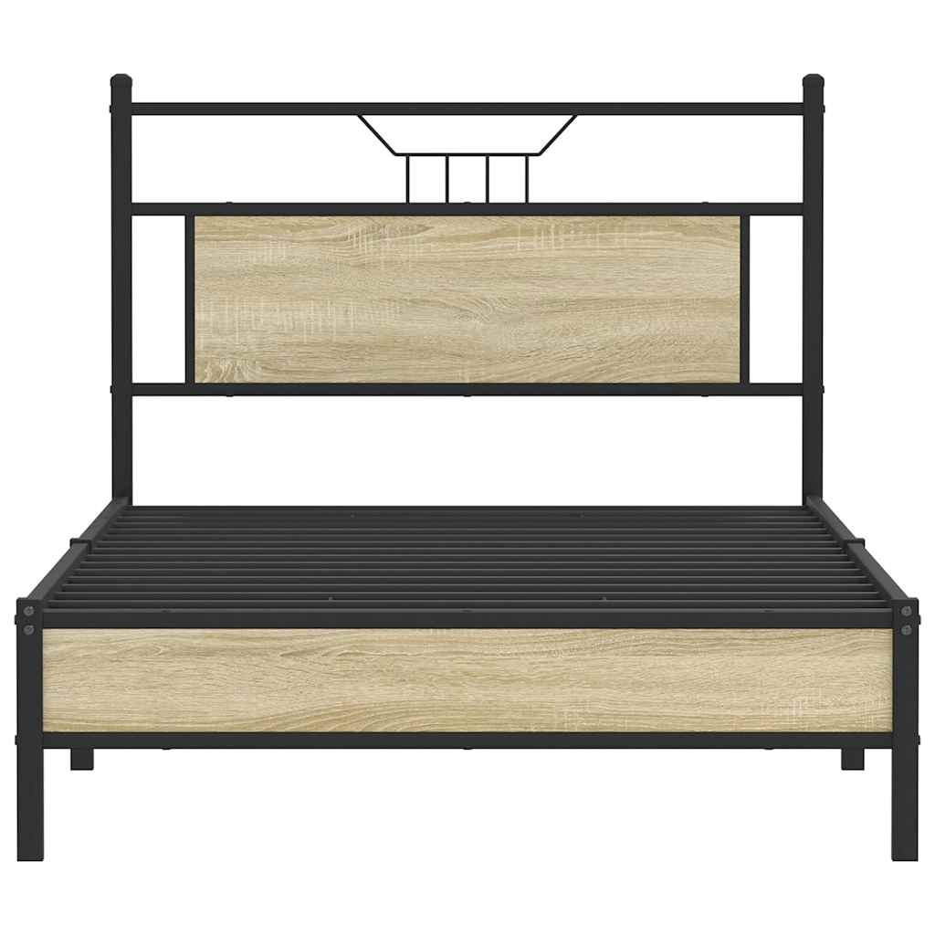 vidaXL Bed Frame without Mattress Sonoma Oak 107x203 cm Engineered Wood