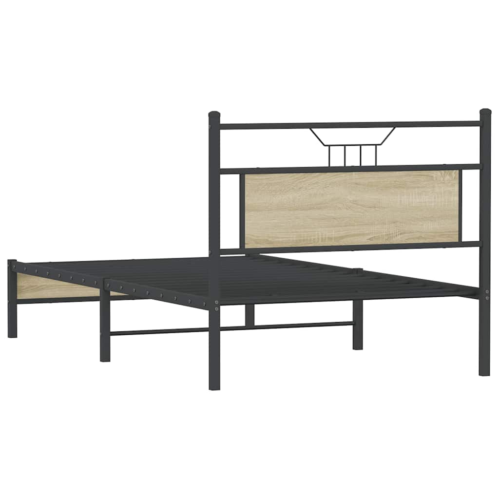 vidaXL Bed Frame without Mattress Sonoma Oak 107x203 cm Engineered Wood