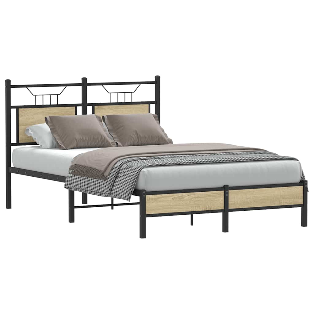 Bed Frame without Mattress Sonoma Oak 120x200 cm Engineered Wood