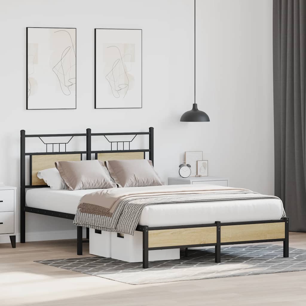 Bed Frame without Mattress Sonoma Oak 120x200 cm Engineered Wood