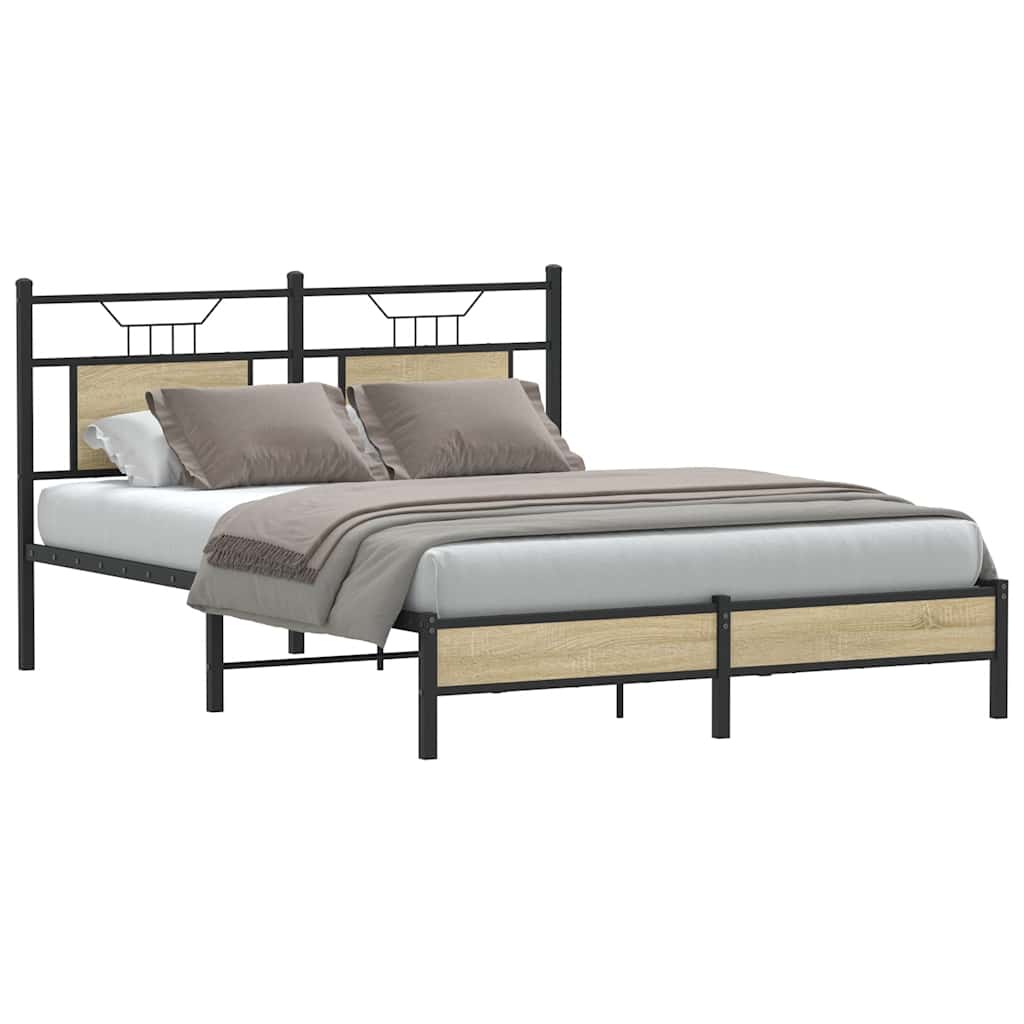 Bed Frame without Mattress Sonoma Oak 140x190 cm Engineered Wood