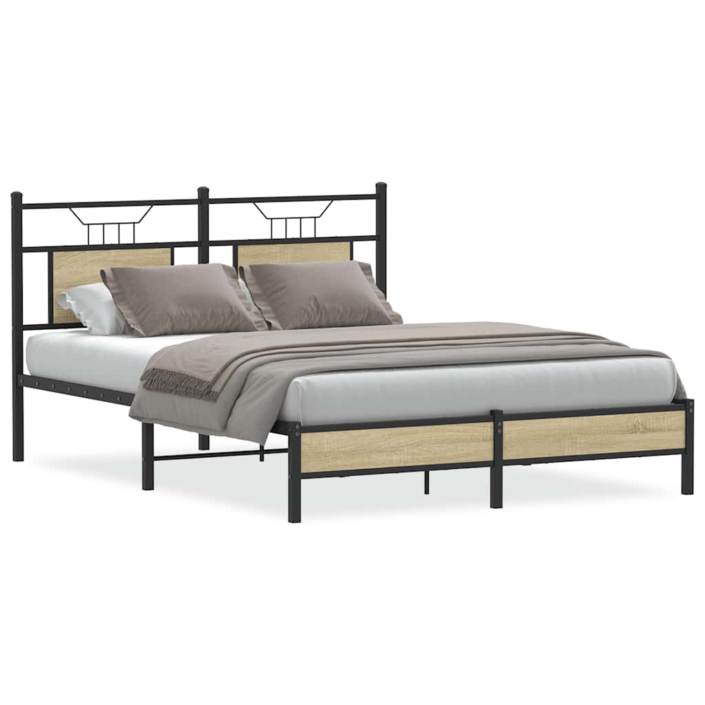 Bed Frame without Mattress Sonoma Oak 140x200 cm Engineered Wood