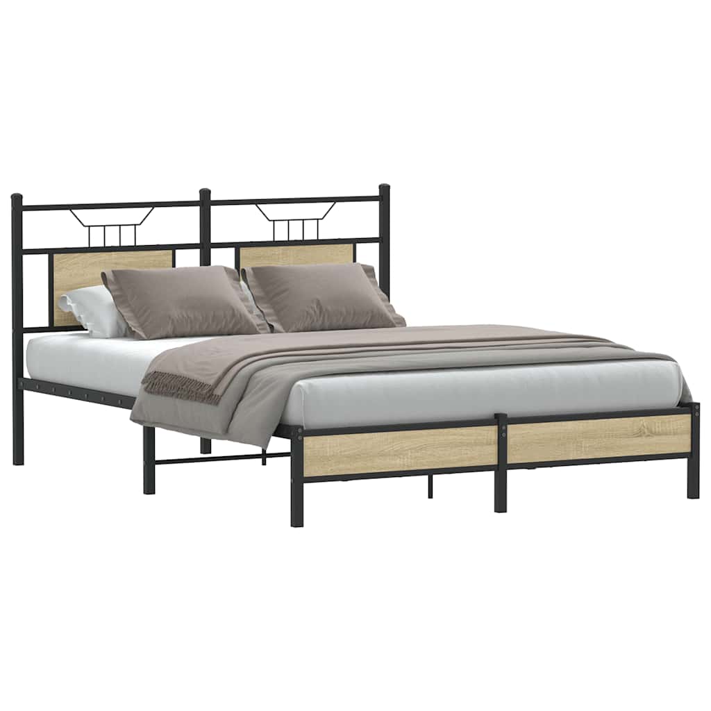 Bed Frame without Mattress Sonoma Oak 140x200 cm Engineered Wood