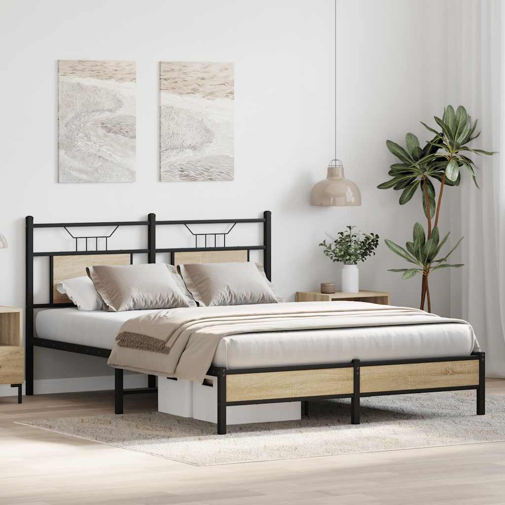 Bed Frame without Mattress Sonoma Oak 140x200 cm Engineered Wood
