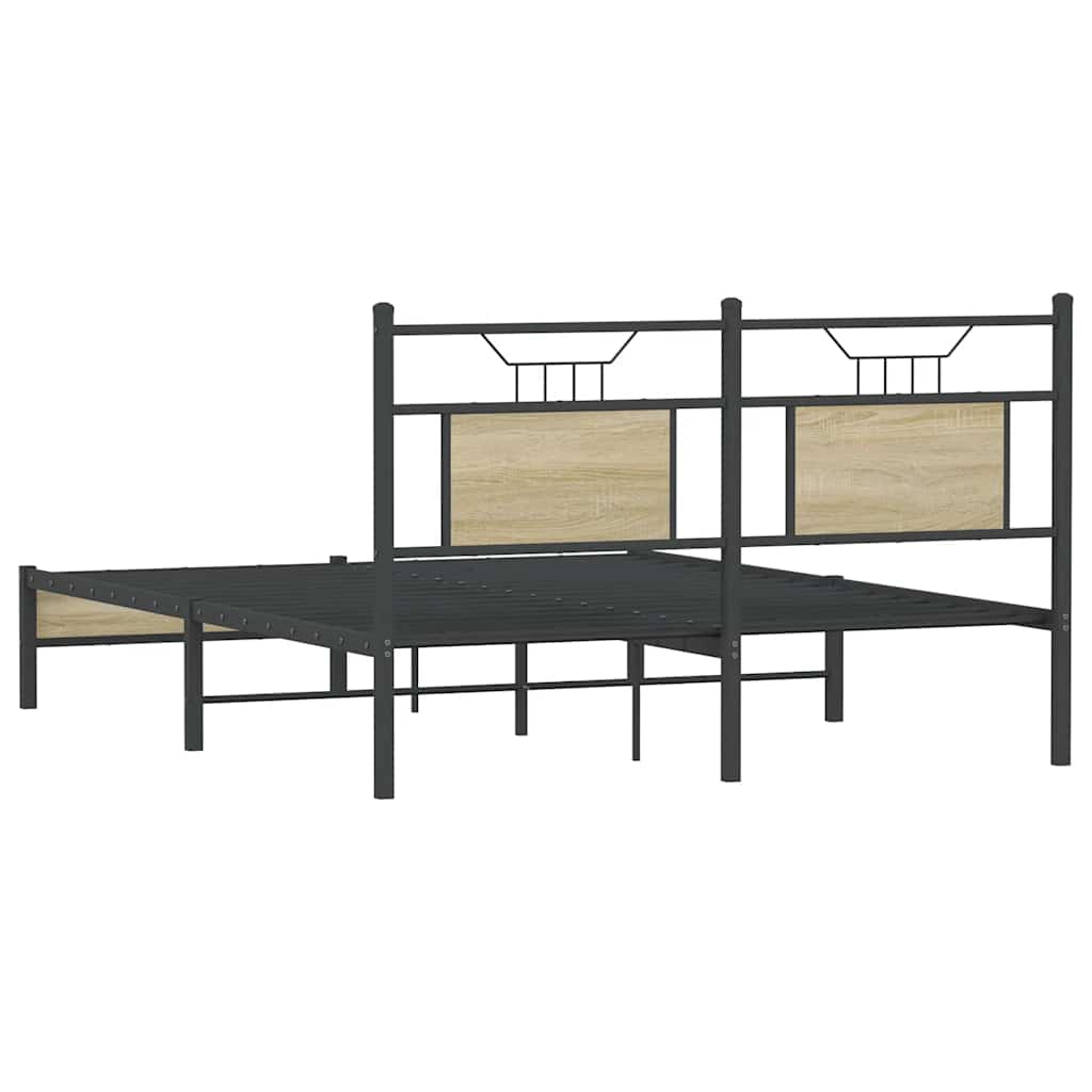 Bed Frame without Mattress Sonoma Oak 140x200 cm Engineered Wood