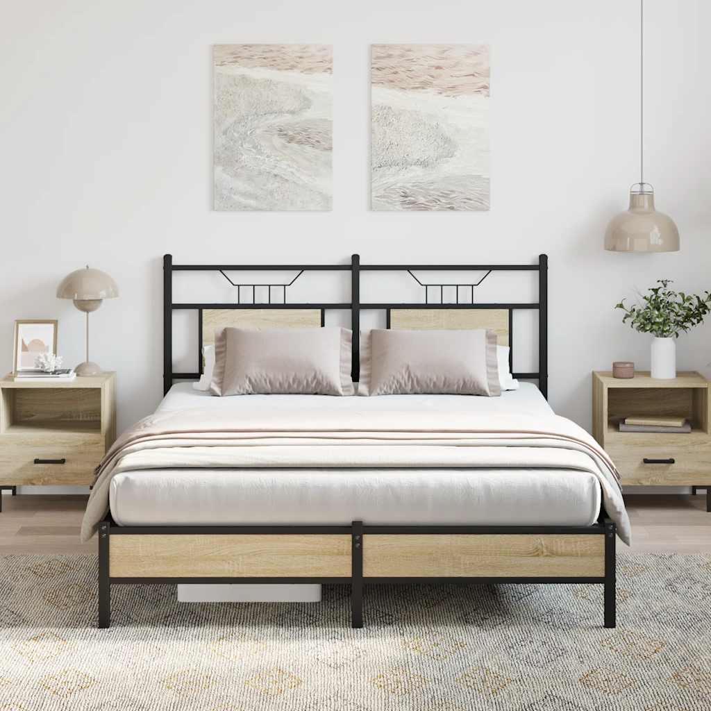 Bed Frame without Mattress Sonoma Oak 140x200 cm Engineered Wood