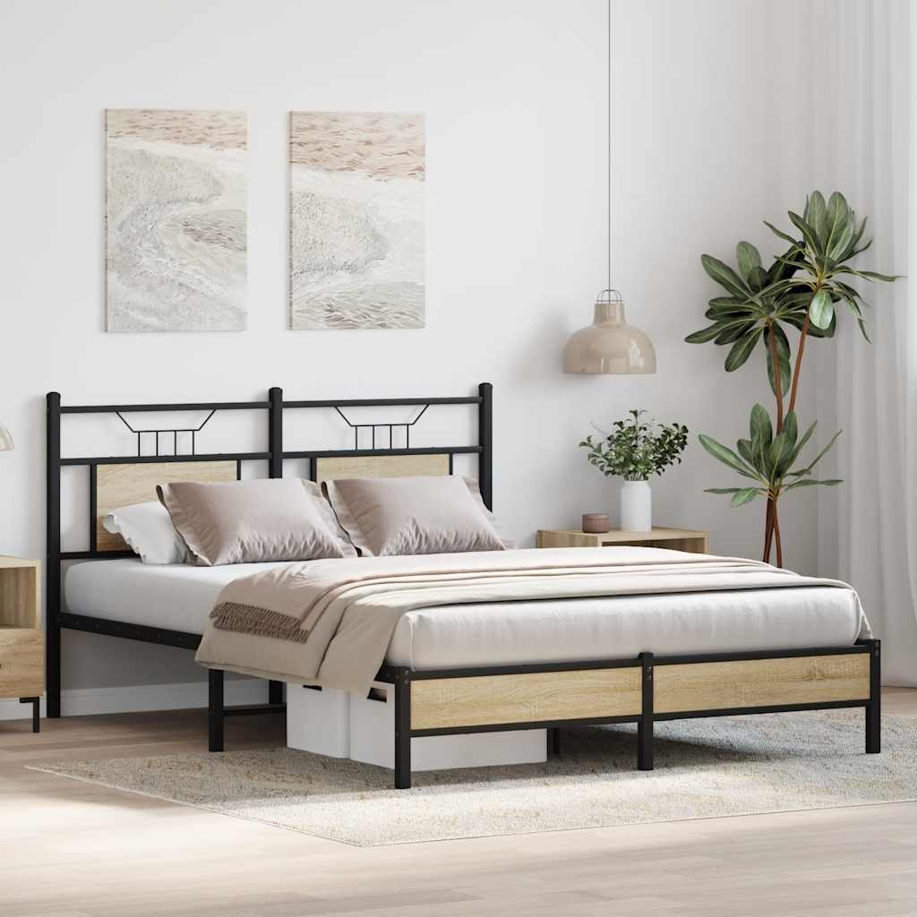 Bed Frame without Mattress Sonoma Oak 150x200 cm King Size Engineered Wood