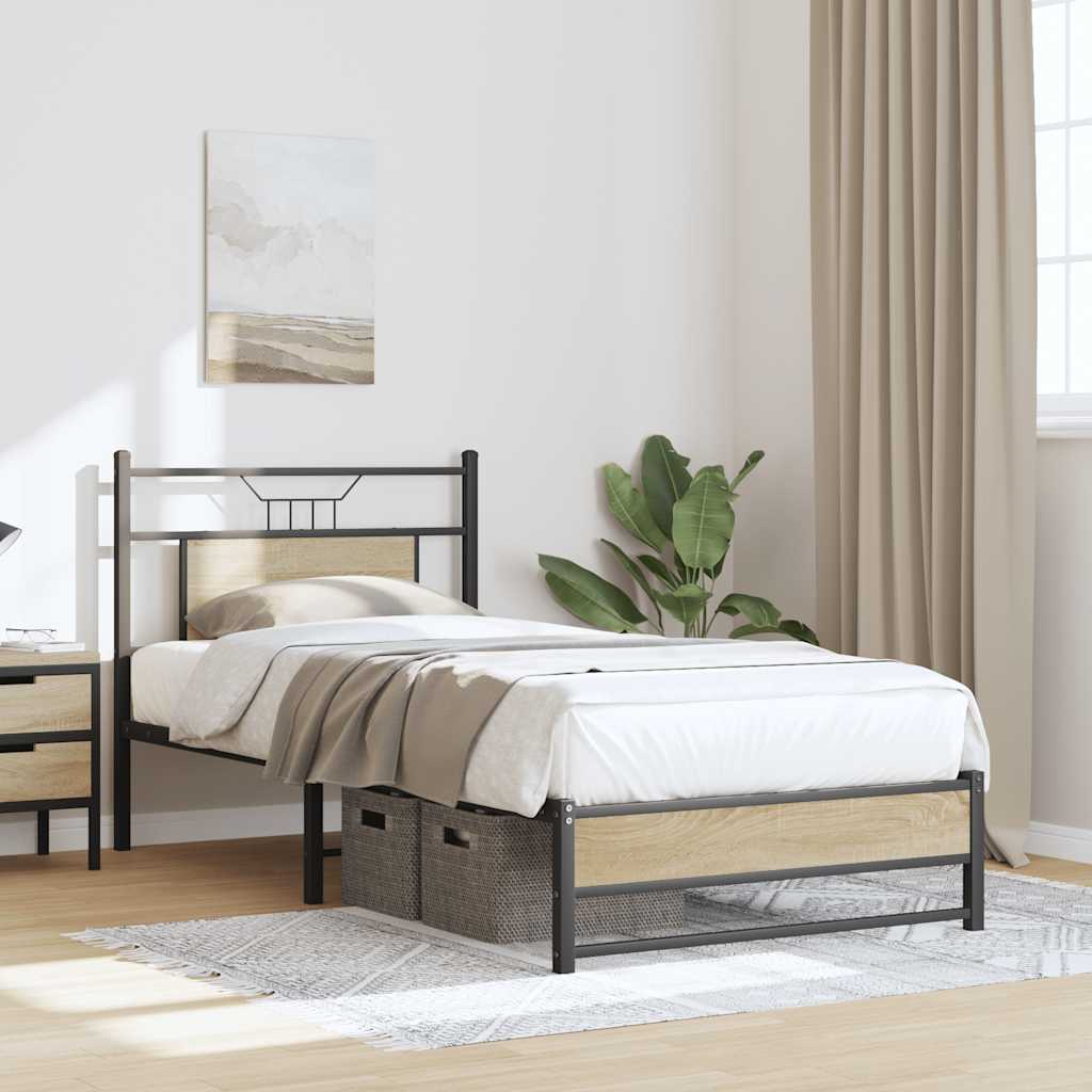 Bed Frame without Mattress Sonoma Oak 90x190 cm Single Engineered Wood