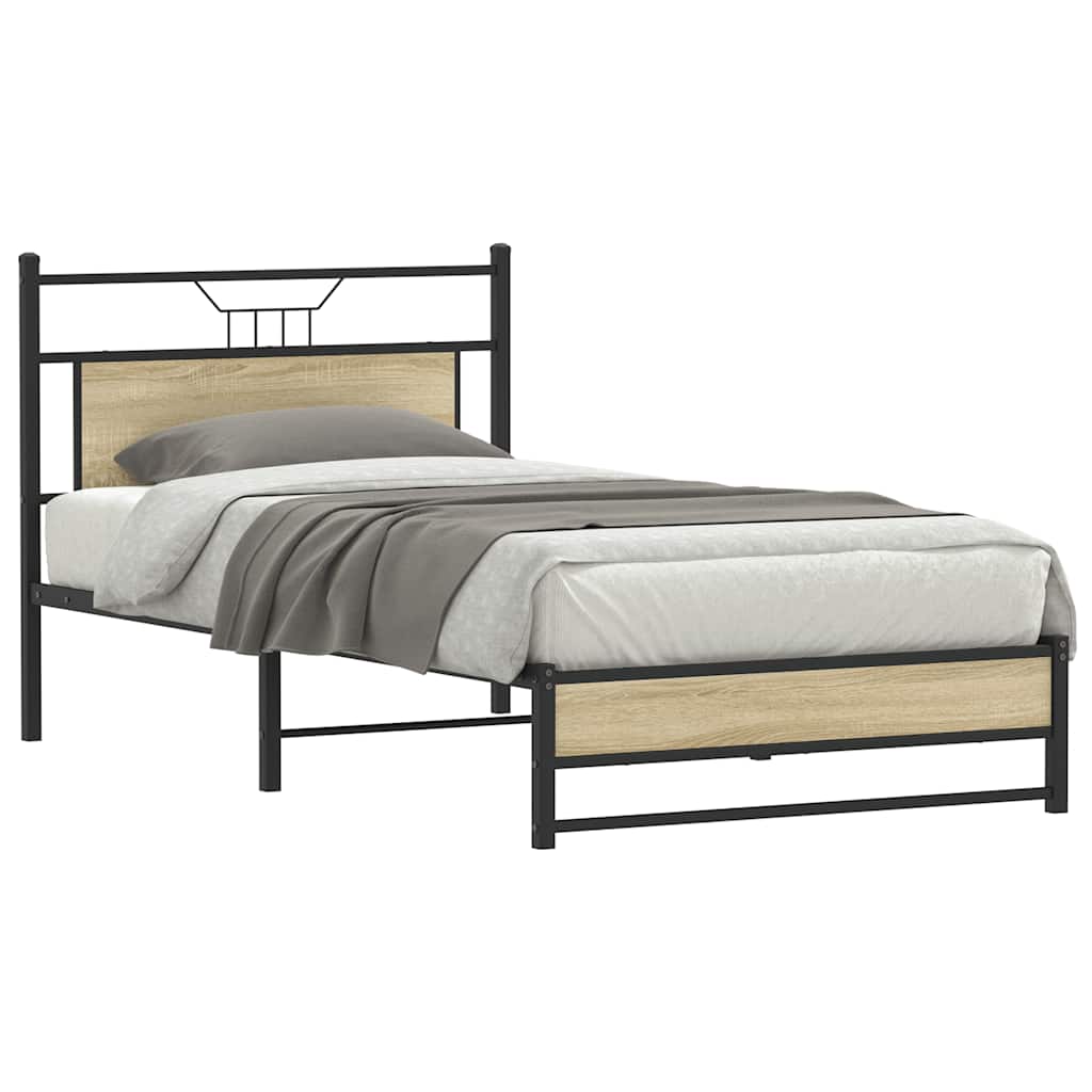 Bed Frame without Mattress Sonoma Oak 100x200 cm Engineered Wood
