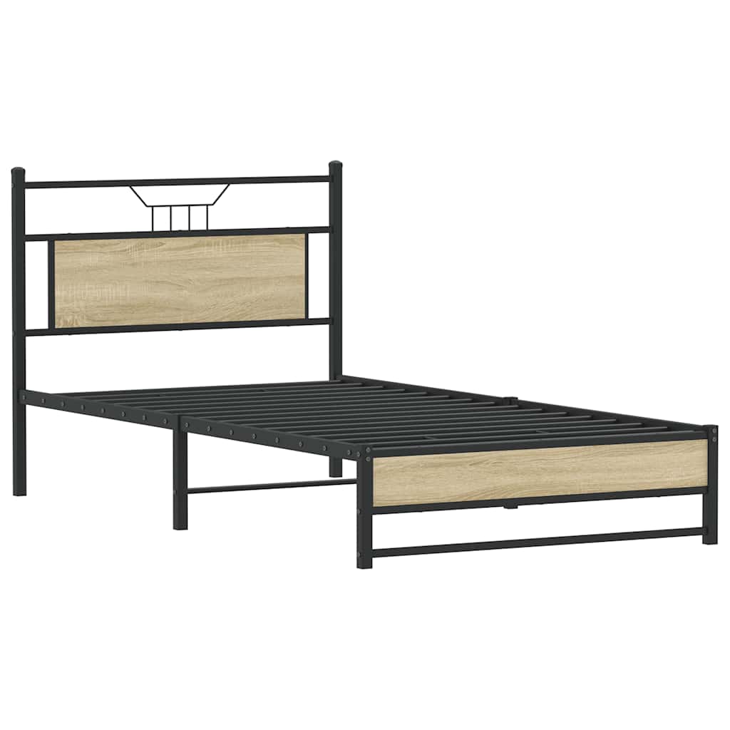 Bed Frame without Mattress Sonoma Oak 100x200 cm Engineered Wood