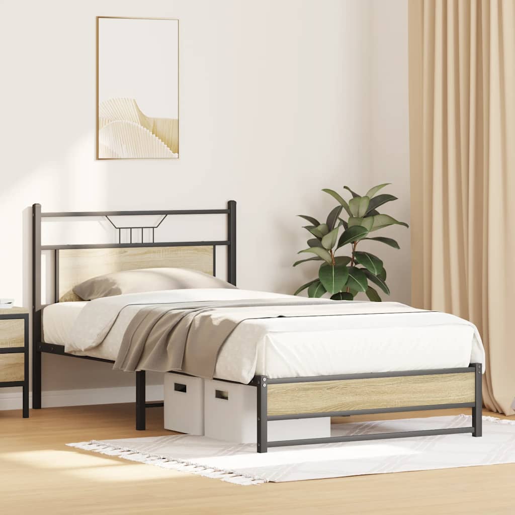 Bed Frame without Mattress Sonoma Oak 100x200 cm Engineered Wood