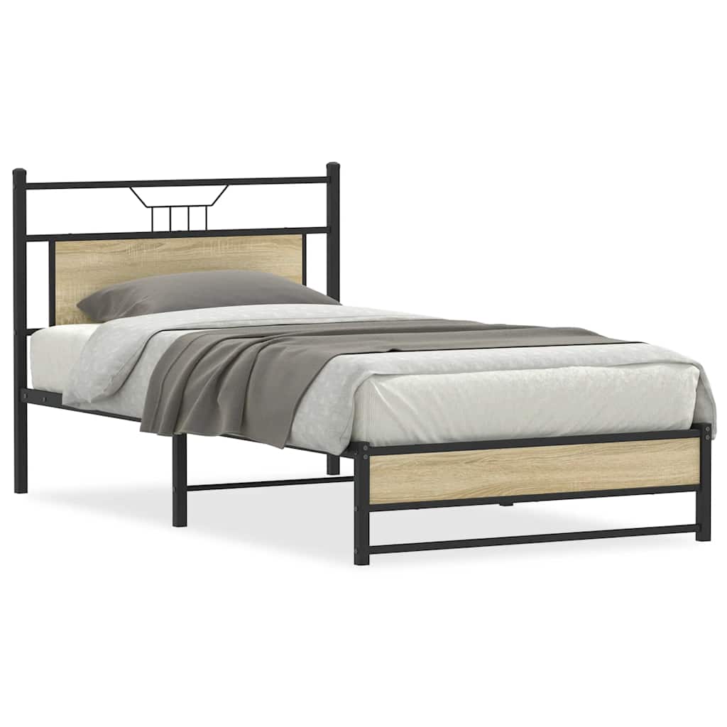 Bed Frame without Mattress Sonoma Oak 100x200 cm Engineered Wood