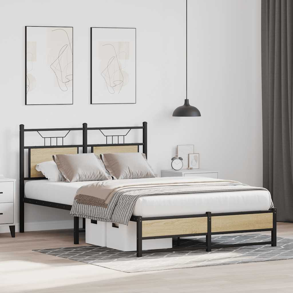 Bed Frame without Mattress Sonoma Oak 120x200 cm Engineered Wood