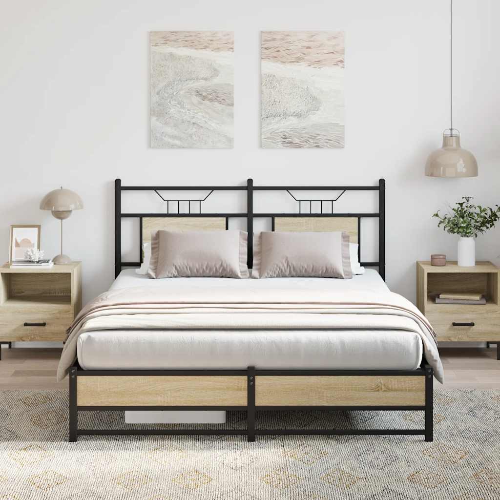 Bed Frame without Mattress Sonoma Oak 137x190 cm Engineered Wood