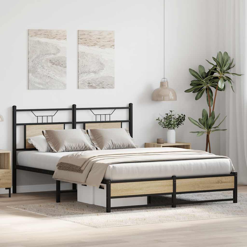 Bed Frame without Mattress Sonoma Oak 137x190 cm Engineered Wood