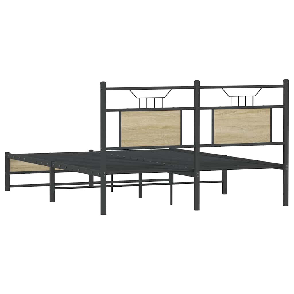 Bed Frame without Mattress Sonoma Oak 137x190 cm Engineered Wood