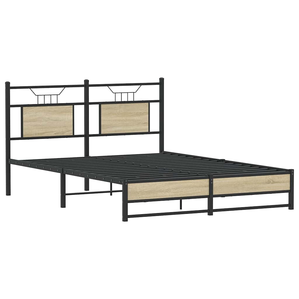 Bed Frame without Mattress Sonoma Oak 140x200 cm Engineered Wood